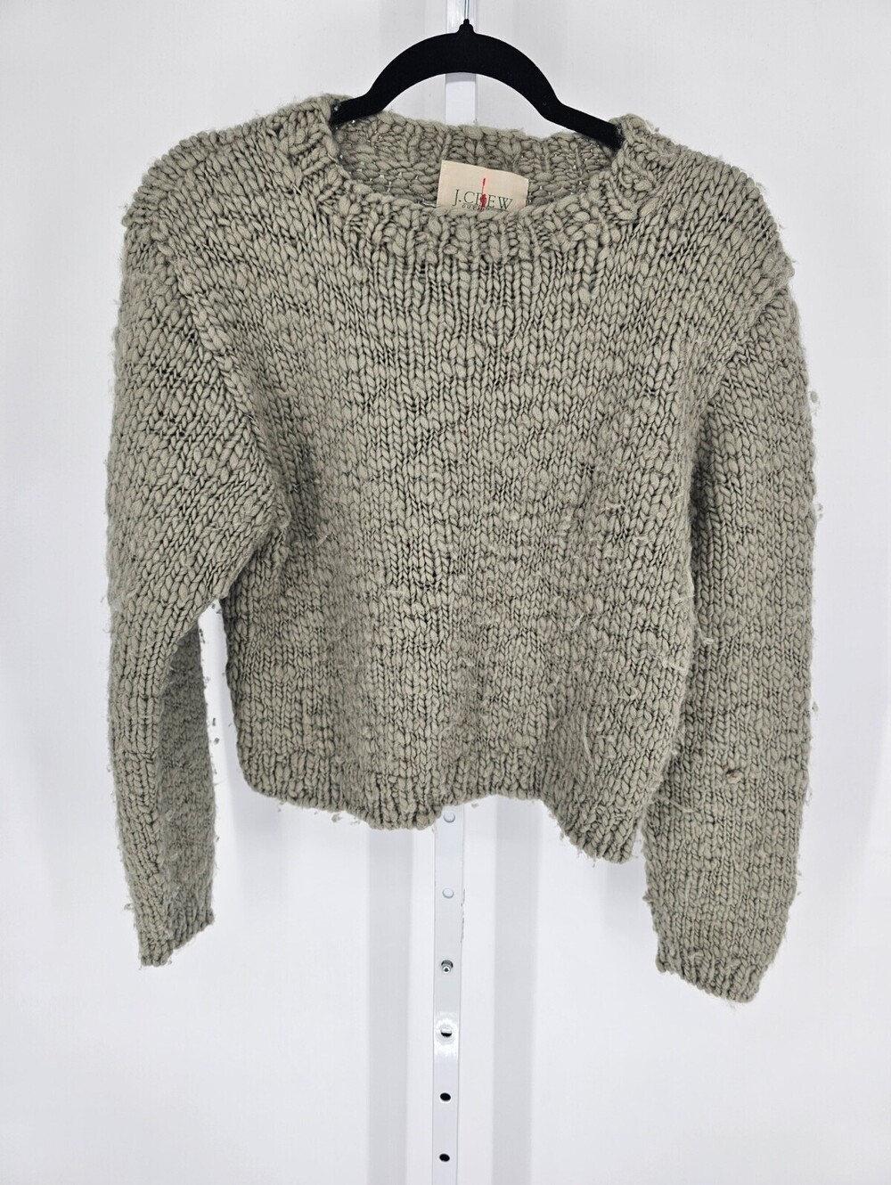 Vintage J Crew Womens Sz M Thick Knit Wool Sweater Sage Green